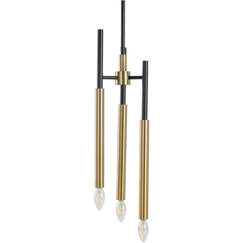 Hewitt 3 Light 7 inch Black / Brass / Black Chandelier Ceiling Light, Small